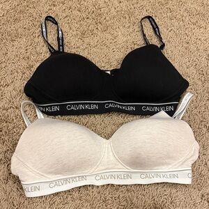 Calvin Klein Black and Cream Bralette Duo